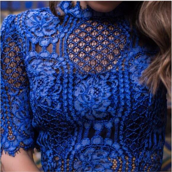 Alexis Heidi Romper In BLACK Lace Illusion High Neck Women's Size M - Picture 5 of 11